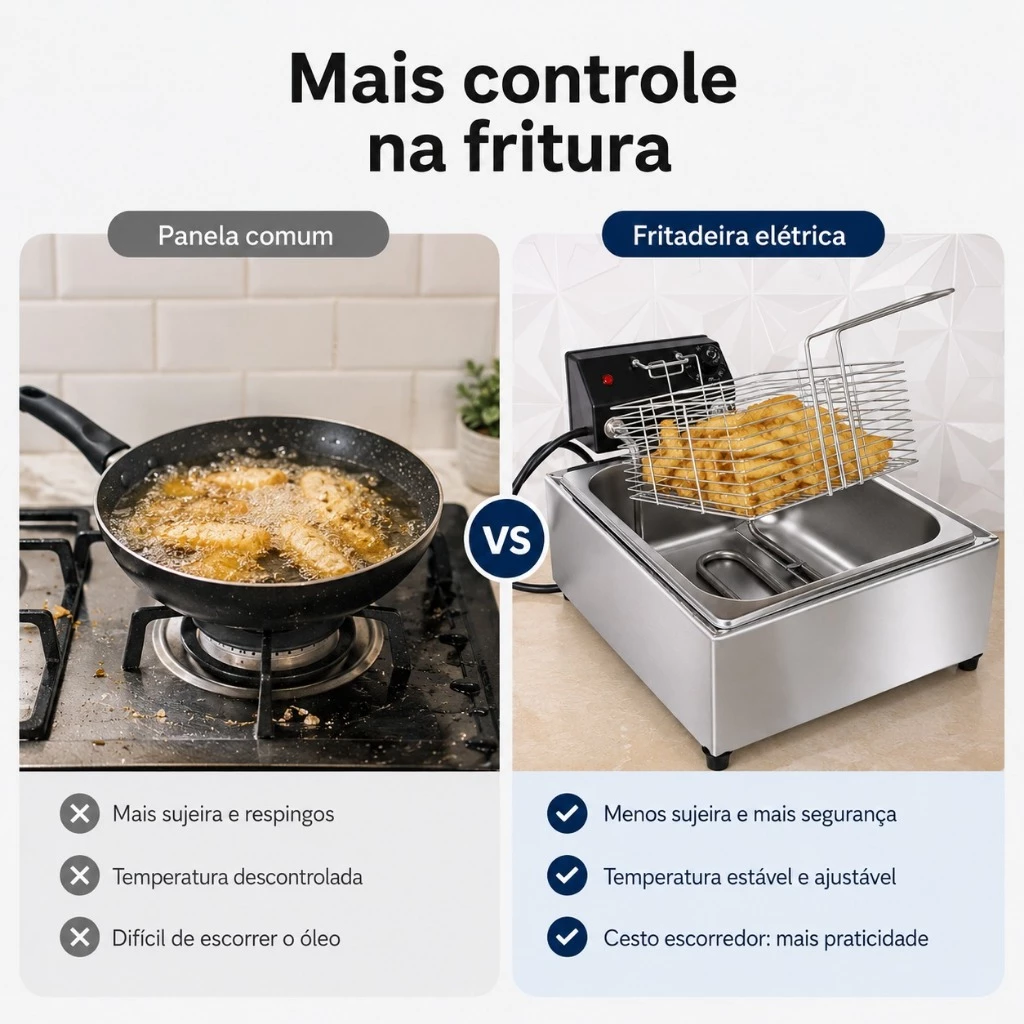 Fritadeira Elétrica industrial 5 Litros 1 Cuba 110v 220v - Imagem 4