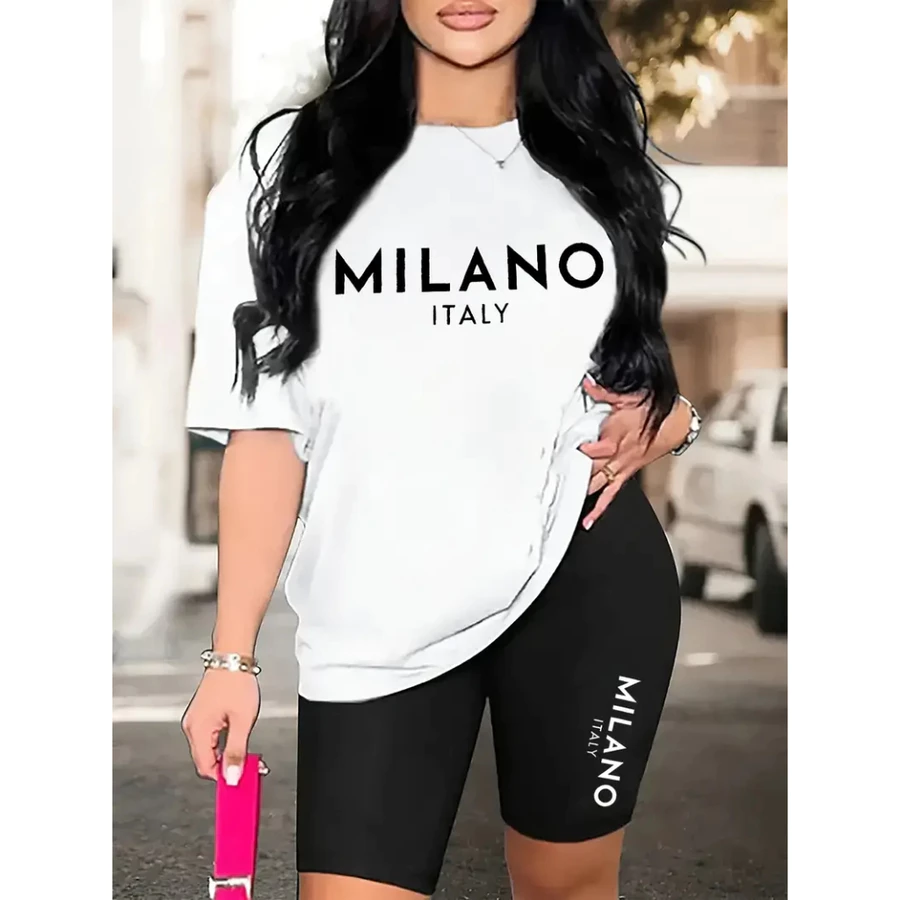 Conjunto Feminino Camiseta+bermuda Legging Milano Italy