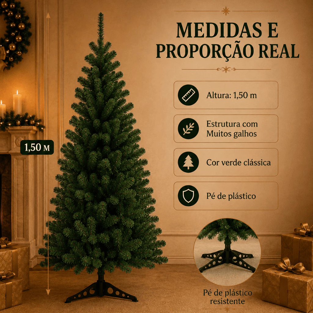 🎄 Árvore de Natal Verde 150cm – 220 Galhos - Imagem 6