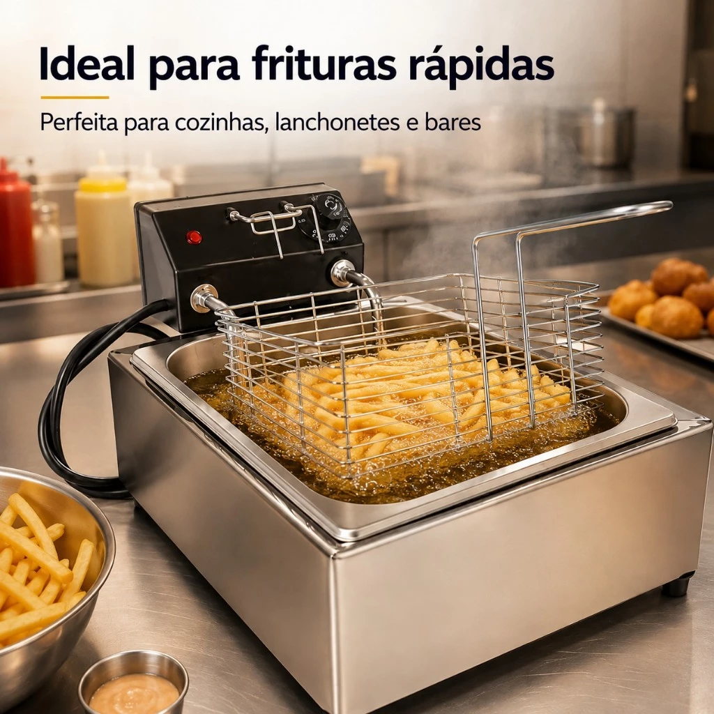 Fritadeira Elétrica industrial 5 Litros 1 Cuba 110v 220v - Imagem 5