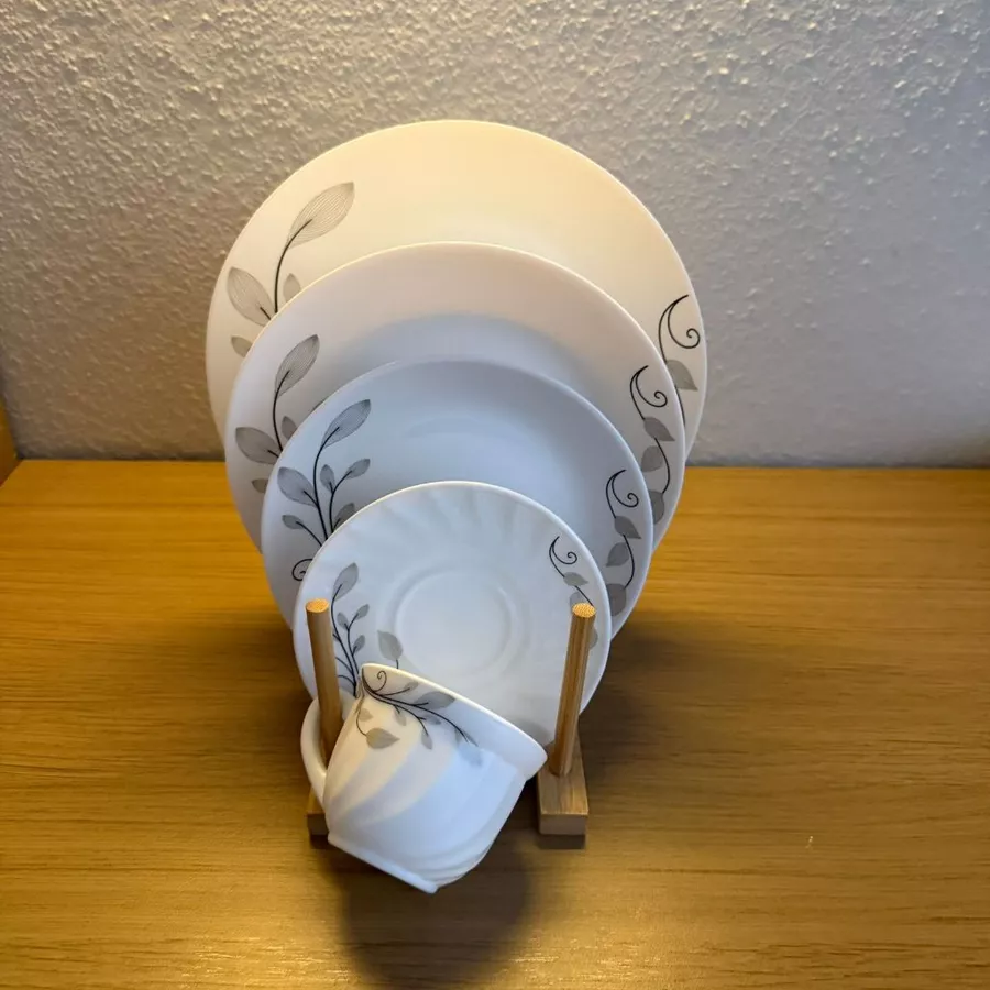 Aparelho de Jantar 20 Peças – Vidro Opaline Branco Estampado - Imagem 2