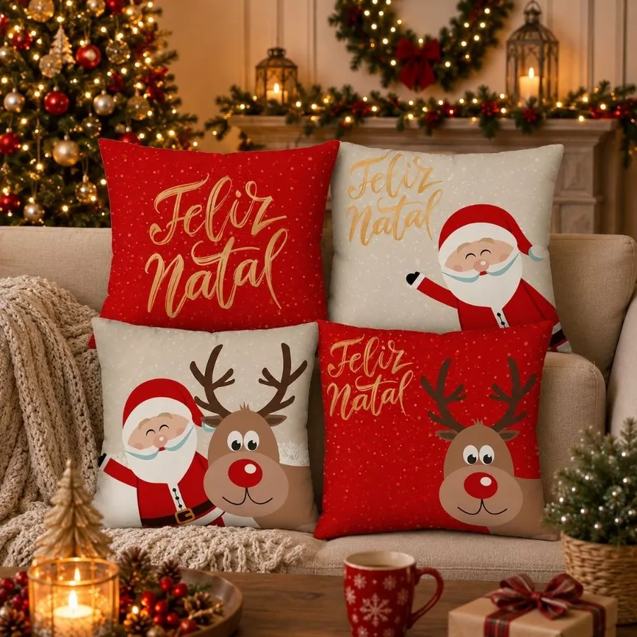 Kit com 4 Capas de Almofada Natalinas - Imagem 12