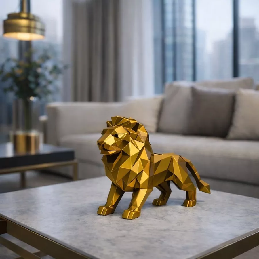 ESCULTURA LEÃO DOURADO – DECORAÇÃO PREMIUM - Imagem 3