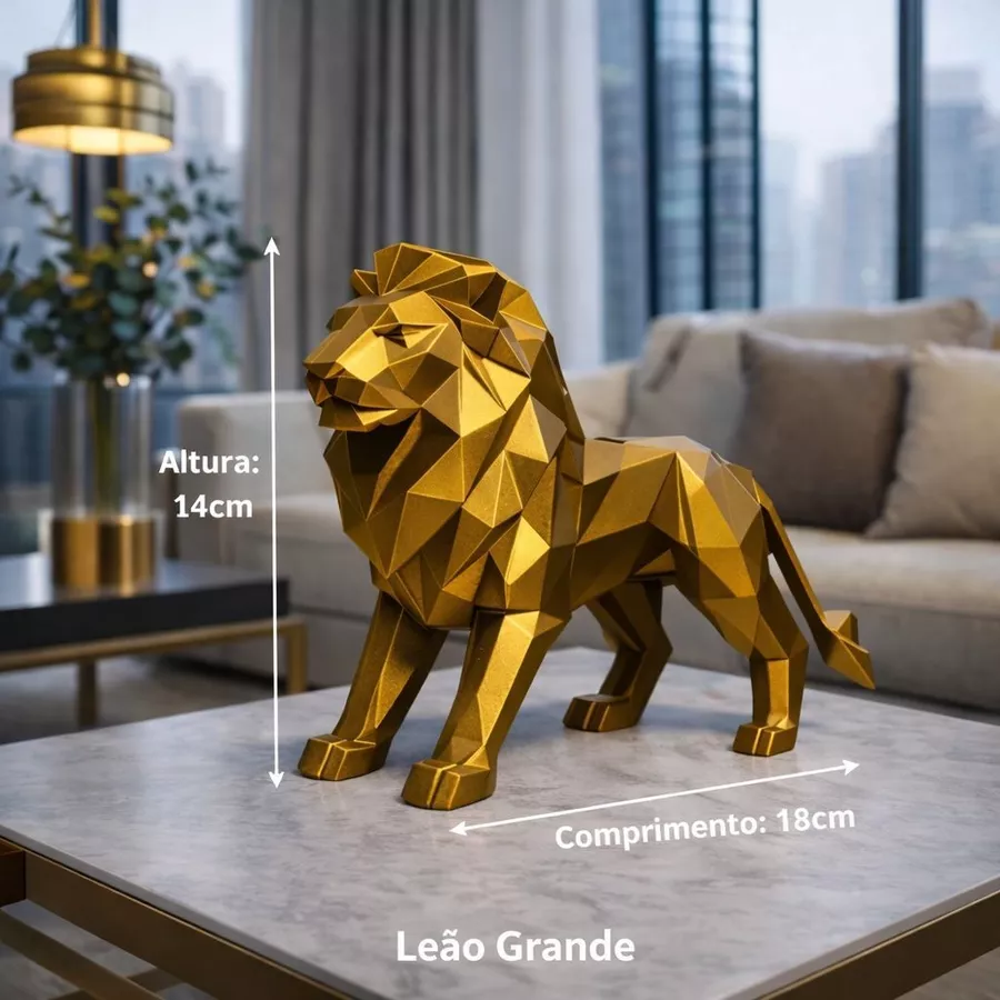 ESCULTURA LEÃO DOURADO – DECORAÇÃO PREMIUM - Imagem 4