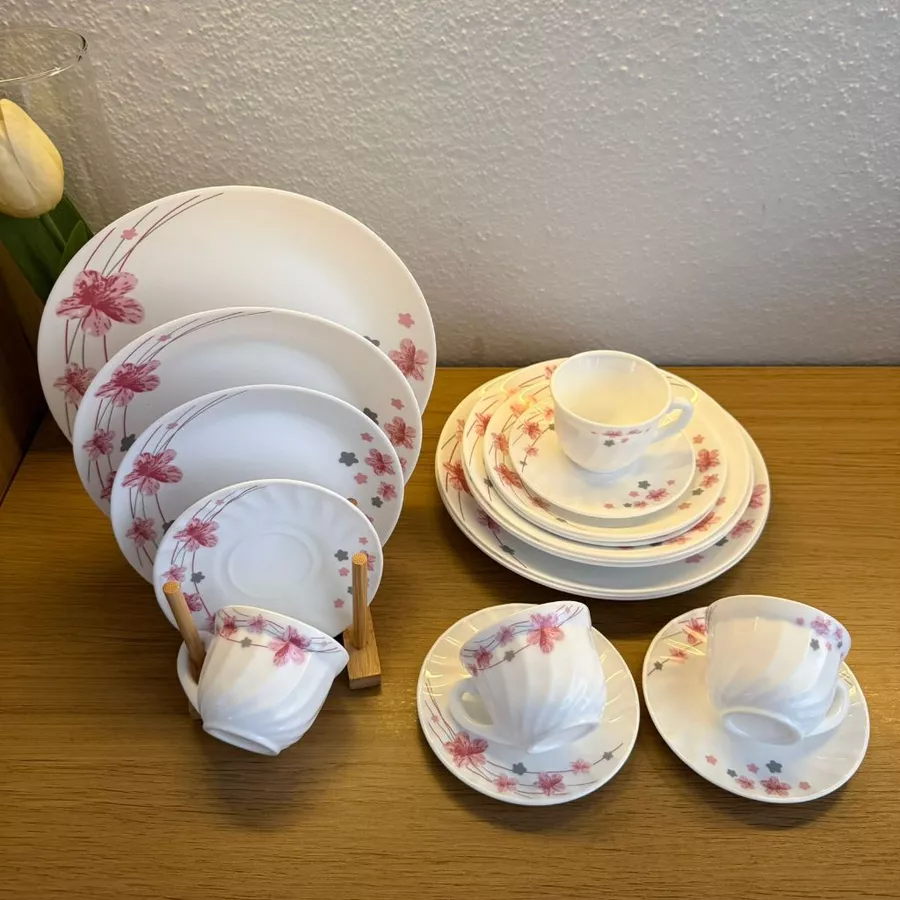 Aparelho de Jantar 20 Peças – Vidro Opaline Branco Estampado - Imagem 3