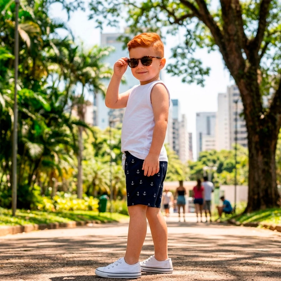 Kit 3 Bermudas Bebê Menino em Algodão – Verão 👶💙 - Imagem 9