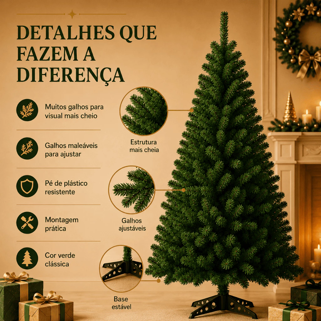 🎄 Árvore de Natal Verde 150cm – 220 Galhos - Imagem 3