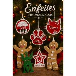 ✨ Enfeite de Natal Personalizado – Patinha com Nome ✨