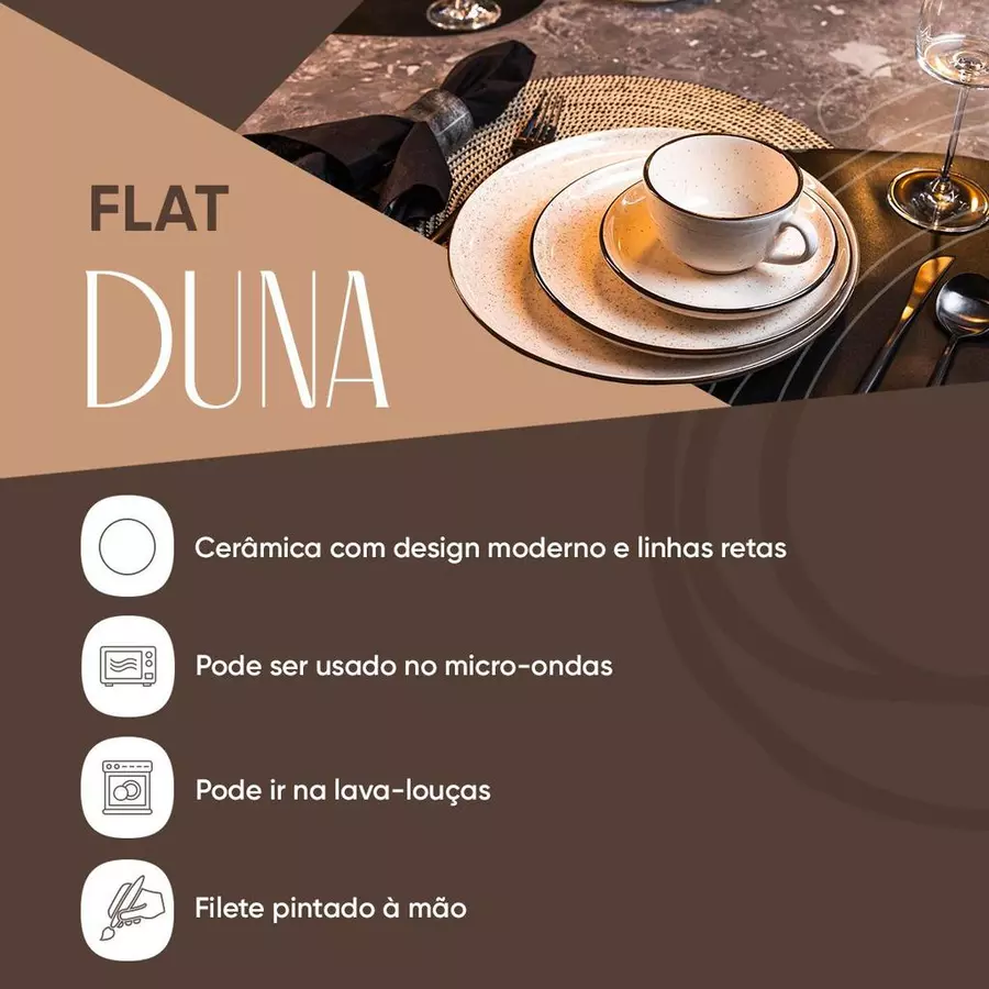 Jogo de 6 Pratos Rasos 26 cm Oxford Flat Duna - Imagem 2