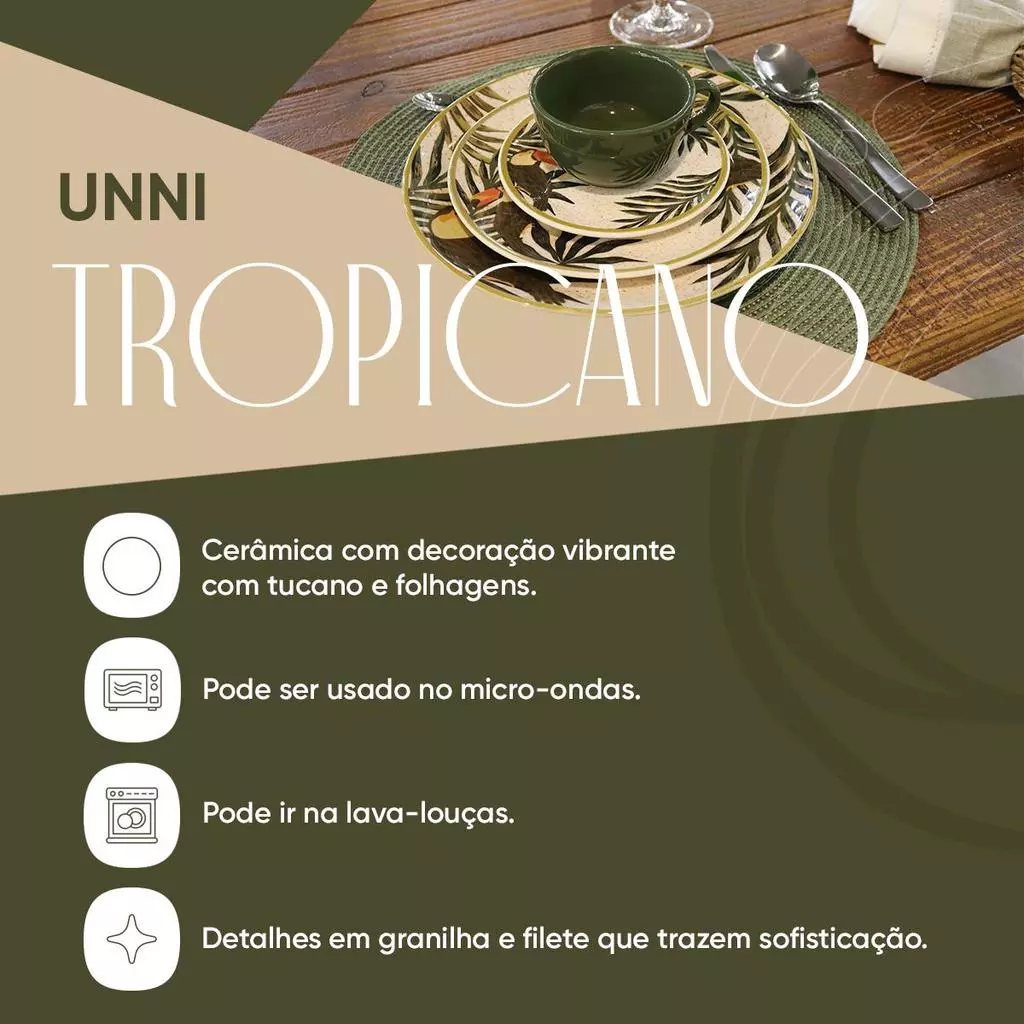 Aparelho de Jantar e Chá 30 peças Oxford Unni Tropicano - Imagem 2