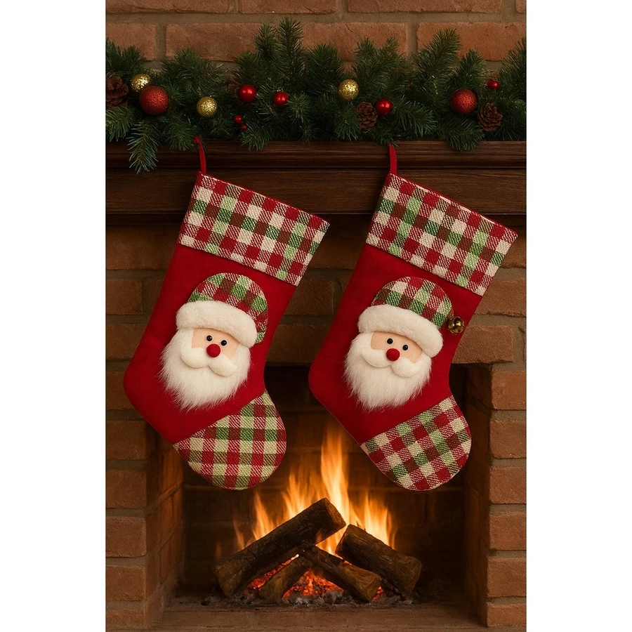 🧦 Meia Natalina em Linho para Decoração