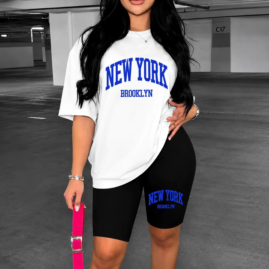 Conjunto Feminino Camiseta + Bermuda Legging New York Brooklyn