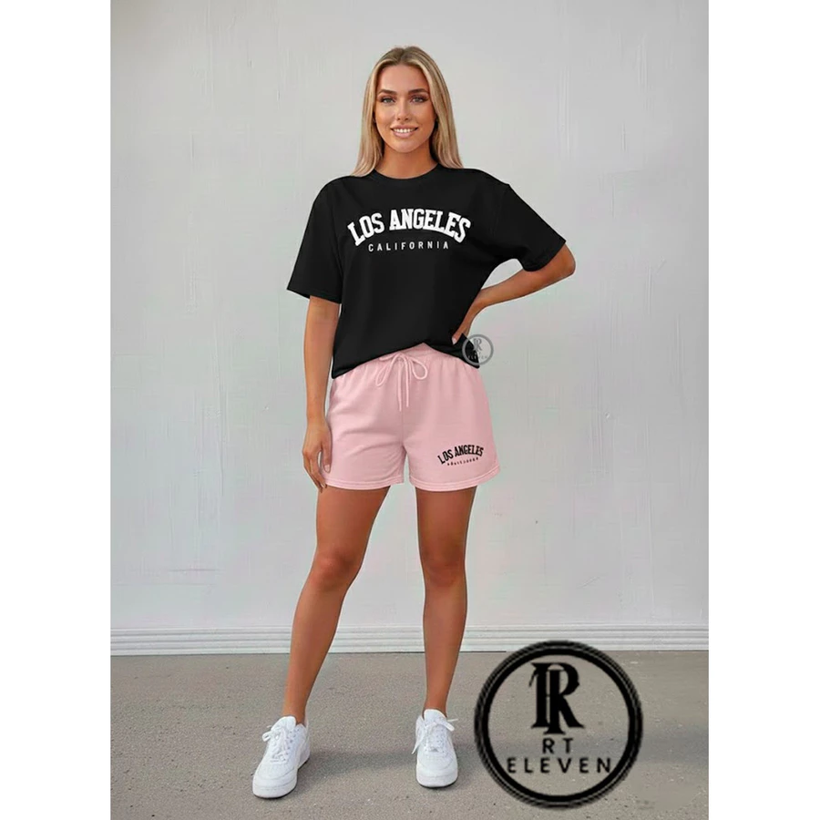Conjunto Feminino Los Angeles Short de Moletom + Blusinha 100% Algodão - Imagem 4