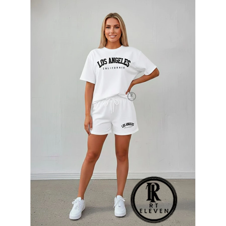 Conjunto Feminino Los Angeles Short de Moletom + Blusinha 100% Algodão - Imagem 2