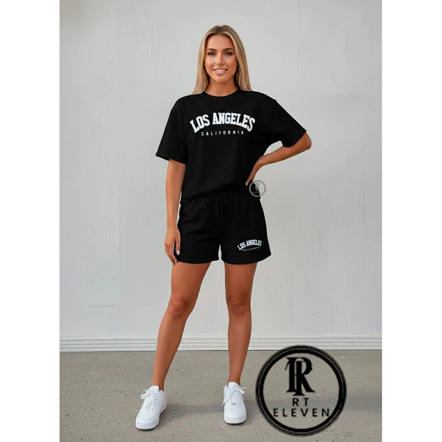 Conjunto Feminino Los Angeles Short de Moletom + Blusinha 100% Algodão - Imagem 3