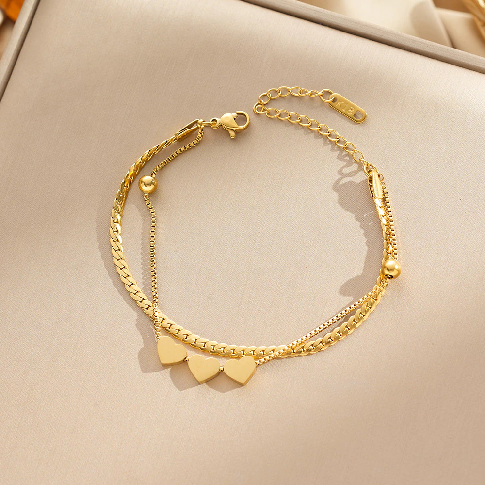 Pulseira Dupla de Aço Titânio Feminina – Joia Minimalista